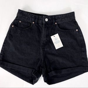 PRIMARK mom shorts jean shorts high waist denim SOLID BLACK shorts 6 NEW
